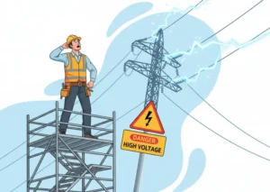 Read more about the article الصعق الكهربائي في البناء: كيف تتجنب الموت عند العمل بالسقالات؟ دليل HSE للوقاية